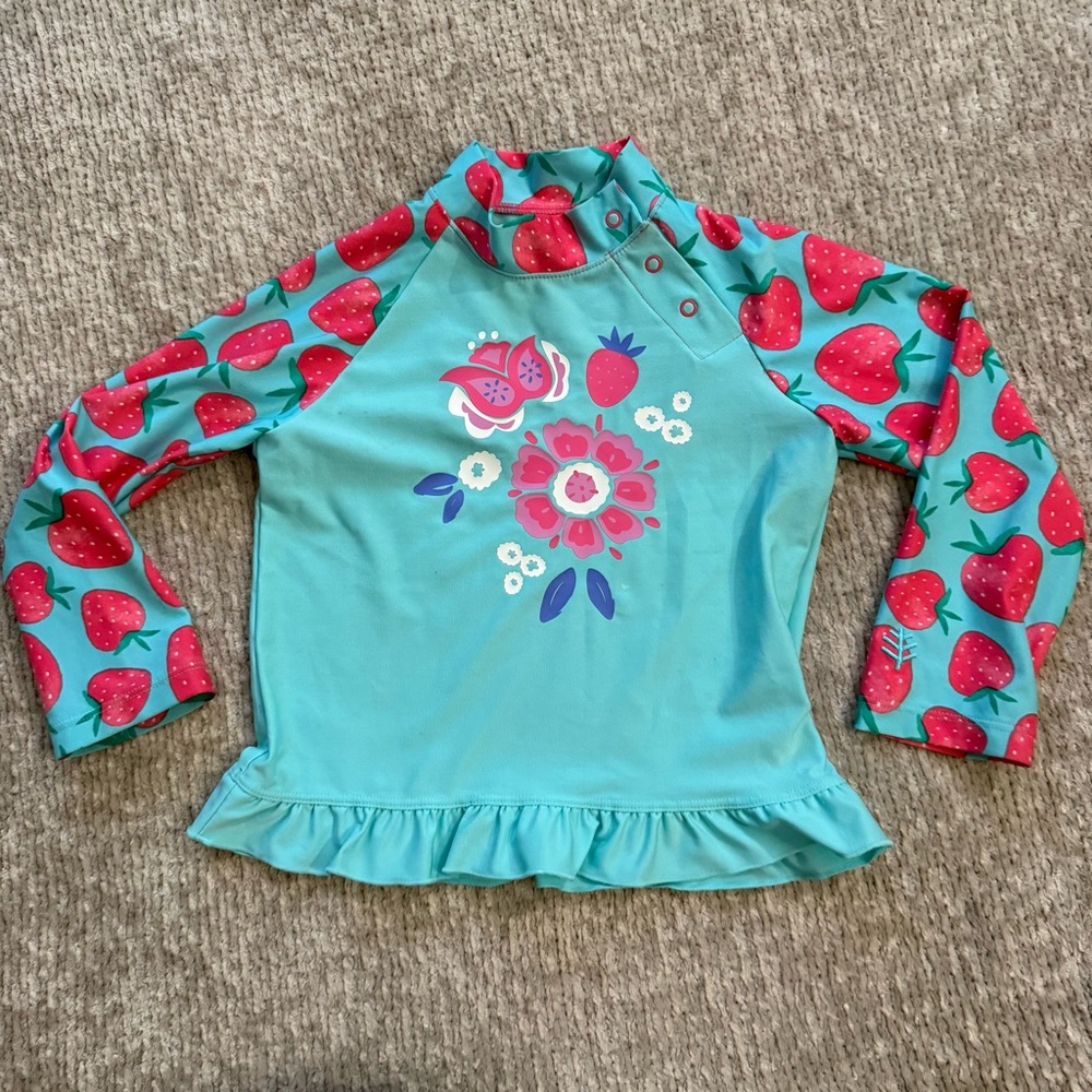 Coolibar Baby Guppy UPF 50+ Strawberry Rash Guard Top 18–24M Floral Beach